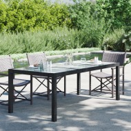 vidaXL Záhradný stôl čierny 190x90x75 cm tvrdené sklo a polyratan - cena, srovnání