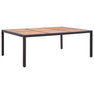 vidaXL Záhradný stôl, čierny 200x150x74 cm, polyratan a akáciové drevo - cena, srovnání