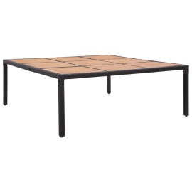vidaXL Záhradný stôl, čierny 200x200x74 cm, polyratan a akáciové drevo