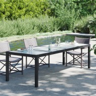 vidaXL Záhradný stôl čierny 250x100x75 cm tvrdené sklo a polyratan - cena, srovnání