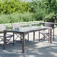 vidaXL Záhradný stôl hnedý 190x90x75 cm tvrdené sklo a polyratan - cena, srovnání