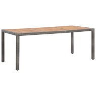 vidaXL Záhradný stôl sivý 190x90x75 cm polyratan a akáciový masív - cena, srovnání
