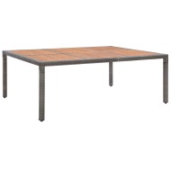 vidaXL Záhradný stôl, sivý 200x150x74 cm, polyratan a akáciové drevo - cena, srovnání
