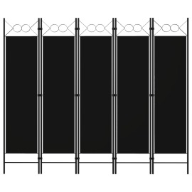 vidaXL Paraván s 5 panelmi, čierny 200x180 cm