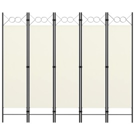 vidaXL Paraván s 5 panelmi, krémovo biely 200x180 cm