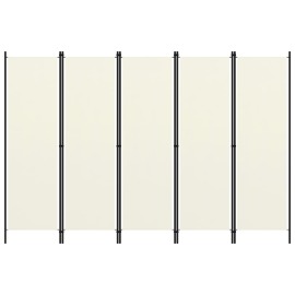 vidaXL Paraván s 5 panelmi, krémovo biely 250x180 cm