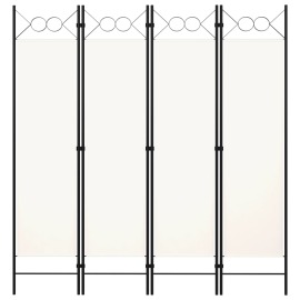 vidaXL Paraván so 4 panelmi, krémovo biely 160x180 cm