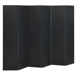 vidaXL Paraván so 6 panelmi, čierny 240x180 cm oceľ