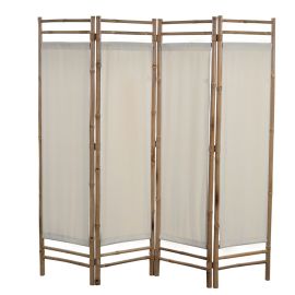 vidaXL Skladací 4-panelový paraván, bambus a plátno, 160 cm