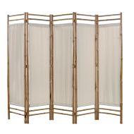 vidaXL Skladací 5-panelový paraván, bambus a plátno, 200 cm - cena, srovnání