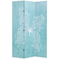vidaXL Skladací paraván, 120x170 cm, potlač s motýľmi, modrý - cena, srovnání