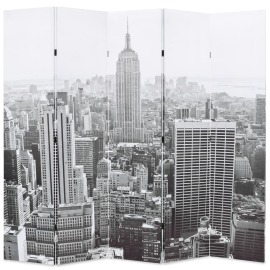 vidaXL Skladací paraván 200x170 cm, potlač New Yorku, čierno-biely