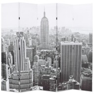 vidaXL Skladací paraván 200x170 cm, potlač New Yorku, čierno-biely - cena, srovnání