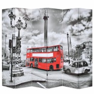 vidaXL Skladací paraván, 228x170 cm, potlač Londýna, čierno-biely - cena, srovnání