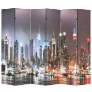 vidaXL Skladací paraván 228x170 cm, potlač nočného New Yorku - cena, srovnání