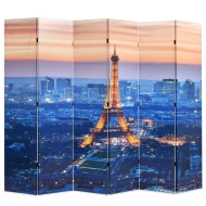 vidaXL Skladací paraván, 228x170 cm, potlač nočného Paríža - cena, srovnání