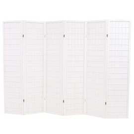 vidaXL Skladací paraván so 6 panelmi, japonský štýl 240x170 cm, biely