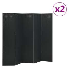 vidaXL 5-panelové paravány 2 ks čierne 200x180 cm oceľ