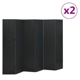 vidaXL 6-panelové paravány 2 ks čierne 240x180 cm oceľ