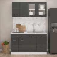 vidaXL 4-dielna súprava kuchynských skriniek lesklá sivá drevotrieska - cena, srovnání