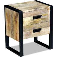 vidaXL Bočný stolík, 2 zásuvky, masívne mangové drevo, 43x33x51cm - cena, srovnání