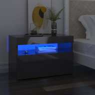 vidaXL Nočný stolík a LED svetlá 2 ks vysokolesklý sivý 60x35x40 cm - cena, srovnání