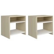 vidaXL Nočné stolíky 2 ks, biele a dub sonoma 40x30x40cm, drevotrieska - cena, srovnání