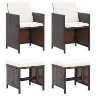 vidaXL 4-dielna záhradná súprava stoličky s podnožkou polyratan hnedá - cena, srovnání