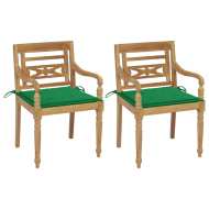 vidaXL Batavia stoličky 2 ks so zelenými vankúšmi tíkový masív - cena, srovnání