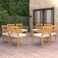 vidaXL Batavia stoličky so sedákmi 8 ks masívne teakové drevo - cena, srovnání