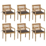 vidaXL Batavia stoličky s podložkami 6 ks tíkový masív - cena, srovnání