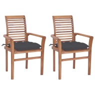 vidaXL Jedálenské stoličky 2 ks antracitové podložky tíkový masív - cena, srovnání