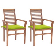vidaXL Jedálenské stoličky 2 ks bledozelené podložky tíkový masív - cena, srovnání