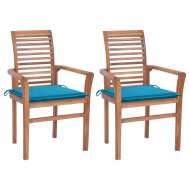 vidaXL Jedálenské stoličky 2 ks modré podložky tíkový masív - cena, srovnání