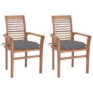 vidaXL Jedálenské stoličky 2 ks sivé podložky tíkový masív - cena, srovnání
