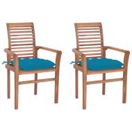 vidaXL Jedálenské stoličky 2 ks svetlomodré podložky tíkový masív - cena, srovnání