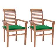 vidaXL Jedálenské stoličky 2 ks zelené podložky tíkový masív - cena, srovnání