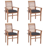vidaXL Jedálenské stoličky 4 ks antracitové podložky tíkový masív - cena, srovnání