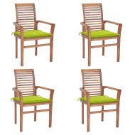 vidaXL Jedálenské stoličky 4 ks bledozelené podložky tíkový masív - cena, srovnání