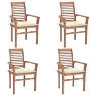 vidaXL Jedálenské stoličky 4 ks krémové podložky tíkový masív - cena, srovnání