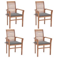 vidaXL Jedálenské stoličky 4 ks sivé podložky tíkový masív - cena, srovnání
