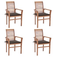 vidaXL Jedálenské stoličky 4 ks sivohnedé podložky tíkový masív - cena, srovnání