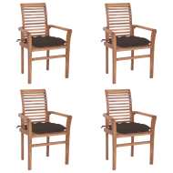 vidaXL Jedálenské stoličky 4 ks so sivohnedými podložkami tíkový masív - cena, srovnání