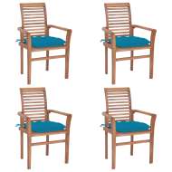 vidaXL Jedálenské stoličky 4 ks so svetlomodrými podložkami tíkový masív - cena, srovnání