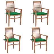 vidaXL Jedálenské stoličky 4 ks zelené podložky tíkový masív - cena, srovnání