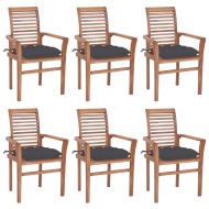 vidaXL Jedálenské stoličky 6 ks antracitové sedáky tíkový masív - cena, srovnání