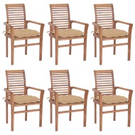 vidaXL Jedálenské stoličky 6 ks béžové sedáky tíkový masív - cena, srovnání