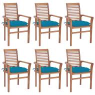 vidaXL Jedálenské stoličky 6 ks bledomodré sedáky tíkový masív - cena, srovnání