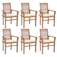 vidaXL Jedálenské stoličky 6 ks krémové podložky tíkový masív - cena, srovnání