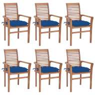 vidaXL Jedálenské stoličky 6 ks modré sedáky tíkový masív - cena, srovnání